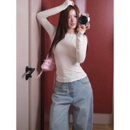 BORY STORE AP1094 202 ribbed round neck long-sleeved T-shirt