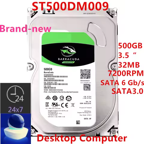 New Original HDD For Seagate BarraCuda 500GB SATA 3.5" 32MB 7.2K For Internal Hard Disk For Desktop 
