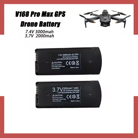 V168 PRO Max Drone Battery 7.4V 3000mAh 3.7V 2000mAh V168 8K 5G GPS Rechargeable Lipo Battery Pack R