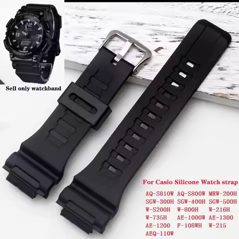 Silicone Black Replacement for Casio AQS800 S810W AEQ-110W W735H 736H Men Women Waterproof Sport Sof