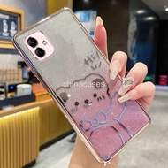 Casing Samsung A04 A04E A05 A05S Bow Gradient Sparkling Pink Cute Bear Phone Case