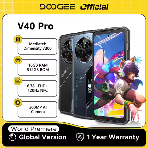 【Brand+】World Premiere DOOGEE V40 Pro 5G Rugged Phone 6.78" 16GB+512GB Dimensity 7300 200MP AI Camer