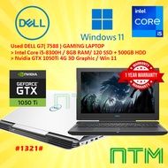 #1321 USED DELL G7 ( 7588 ) GAMINIG LAPTOP INTEL CORE I5-8300H 8G 120SSD 500GB NVidia GTX1050Ti GTX 
