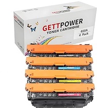 4 Pack 655A CF450A CF451A CF452A CF453A Toner Compatible Toner Cartridge Replacement for HP M652 M65