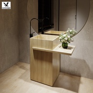 Japanese-Style Oak Log Quiet Style B & B Club Balcony Outdoor Hand Washing Washbasin Stone Plate Flo