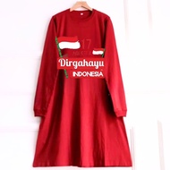 Baju Hut RI Dewasa Terbaru Merdeka Tunic Kaos Katun Combed 24s Aplikasi Sablon S M L XL XXL 3XL Kaos