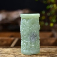 精品 天然和田玉黃口料龍柱 雕工精緻