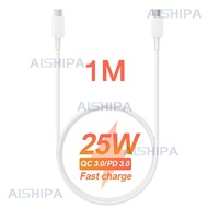 AISHIPA [รับประกัน 1 ปี]⚡ ชาร์จเร็วสุด samsung ชุดชาร์จ 25W หัวชาร์จ+สาย​ชาร์จ​ 6A Super Fast Charge ที่ชาร์จ type C to TYPE-C cable รองรับรุ่น S20 S21 S22 A70 A71 A80