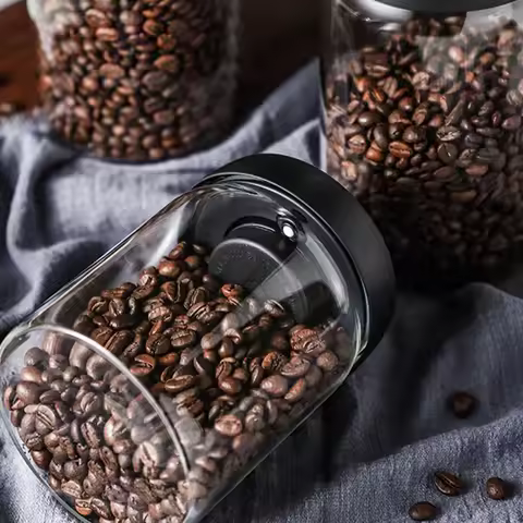 Vacuum Sealed Jug Coffee Beans Glass Airtight Canister Food Grains Candy Keep Fresh Moisture-proof A