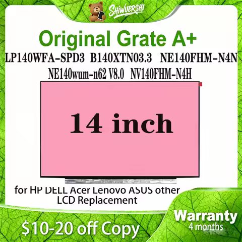 14 inch Laptop Slim Lcd Screen Monitor LP140WFA SPD3 B140XTN03.3 NE140FHM N4N NE140wum n62 V8.0 NV14