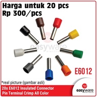 [20 PCS] Crimp Terminal E6012 VE6012 Insulated Ferrules Terminal Block Cable Skewer 6mm Ferrules Cab