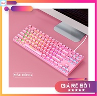 (Màu hồng)Bàn phím giả cơ SHIPADOO K87 nút tròn với thiết kế mini nhỏ gọn có đèn led 7 màu cực đẹp