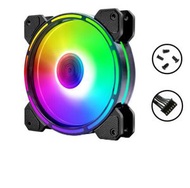光輪2 RGB機箱風扇 12cm台式電腦內外發光細光圈靜音變色機箱風扇（光輪II內外發光風扇）