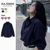 NaYoon Soft Horse Embroidered Long-Sleeved Shirt, 3-Color Horse Embroidered Shirt 300