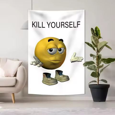 Funny smiley face fun cartoon tapestry home decoration banner bedroom and living room wall decoratio