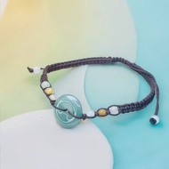 【願‧平安】冰種藍水翡翠平安扣編織手鍊 | 天然A貨翡翠 | 送禮