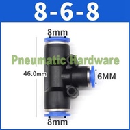 Pneumatic Fitting Nipel Tee Reducer Connector T Hose 8mm to 6mm KG52