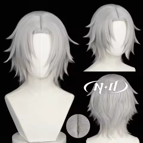 ND Gokudera Hayato Cosplay Wig Anime Katekyo Hitman Reborn Cosplay Mid-length Silver Hair Wig for Co