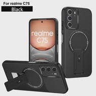 Phone Case for Realme C75 C75x 14x 5g Case Luxury Kevlar Fiber Texture Stand Cover for Realme C75 5G