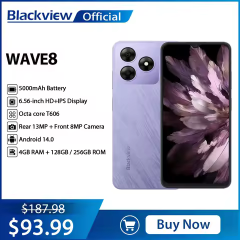 Blackview WAVE 8 Smartphone 6.56'' HD+IPS Display,Octa Core T606 128GB/256GB,5000mAh Battery,Cell Ph