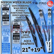 NWB Aqua Graphite (21"+19") Wiper Blade - Gen2 Persona Waja Hilux KUN25,6 Fortuner TGN51 InnovaTGN40