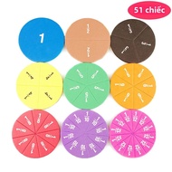 Bộ 51 Phân Số Toán Giảng Dạy EVA Tròn Giáo Dục Montessori Thân Đồ Chơi Dành Cho Trẻ 3-12 Tuổi Đầu Ph