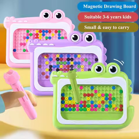 New Kids Magnetic Beads Doodle Board with Puzzle Pen Drawing Toys for Children 3-8 yearsMontessori G