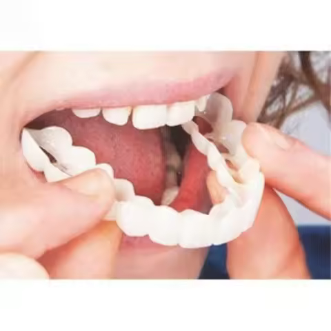 Perfect Fit False Teeth Cover Whitening Snap On Silicone Smile Veneers Teeth Dentaduras Removable Re