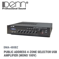 DENN DMA-480BZ Public Address 4-Zone Selector USB Amplifier (Mono 100V)