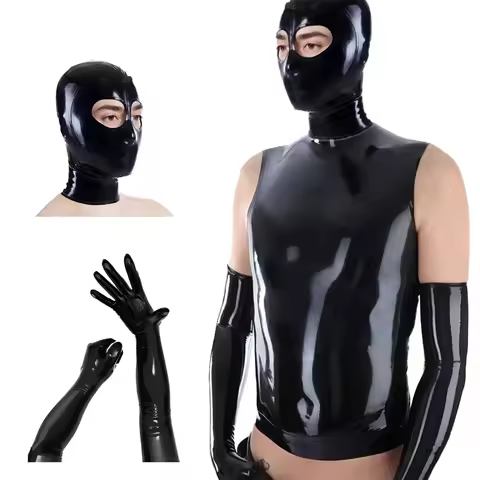 customized latex fetish rubberfox rubber mask Full Coverage Latex Mask and Catsuit Rubber Wearing Cl