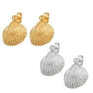 TB306 Seashell-shaped stainless steel titanium women's earrings