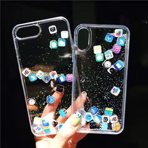 Dynamic Quicksand Cover for iPhone 16 15 13 12 11 Pro Max Liquid Phone Shell for iPhone 14 7 8 Plus 