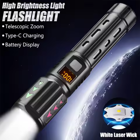 Rechargeable LED Flashlight Built-in Battery Flashlight High Power Waterproof Torch Zoomable Tactica