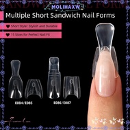 MOLIHMY 60/240/300 Pcs Dual Nail Forms, No Paper Forms Oval Coffin Nail Forms,  15 Size Oval Acrylic