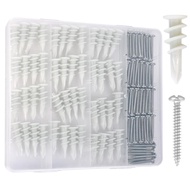 Anchor Drywall Self Drilling - Kit 104Pcs Anchor dan Skru untuk Drywall, 52 Anchor Plastik Berulir/S