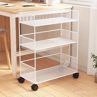 Cabinet Wrought Iron Storage Floor-standing Desk Side Mobile Shelf Office Book with Wheels Simple De