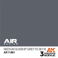 AK Interactive 3rd Generation Acrylic AIRCRAFT Series AK11881 MEDIUM GUNSHIP GREY FS 36118 – AIR