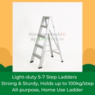 5-7 Aluminium Step ladders, All-purpose ladder, Strong and Sturdy A-Frame Ladders, Light-duty ladders