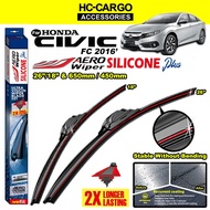 Honda Civic FC 2016 Aero Wiper Red Line Silicone Plus 1pair (26"/18" & 640mm/450mm) ~ U-Hook Type Ho