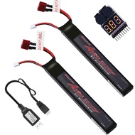 2PCS 7.4V Lipo Battery Airsoft Battery 1300mAh 3S 25C Rechargeable High Capacity LiPo Battery with L
