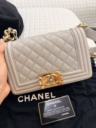 Chanel le Boy Bag 20cmGrey Lambskin Gold Hardware