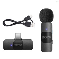 Toho BOYA BY-V10 One-Trigger-One 2.4G Wireless Microphone System Clip-on Phone Microphone Omnidirectional Mini Lapel Mic Auto Pairing Smart Noise Reduction 50M Transmission Range