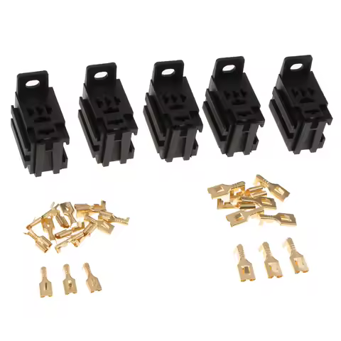 5 Pcs/Set Car Auto 40A Relay Bracket Terminal Case Holder Relay Base Holder 4 Pin Socket With Termin