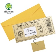 ZILUOLAN Concert Ticket, Raffle Gift Scratch  Ticket Golden Ticket Scratch- Card,   with Envelope Pa
