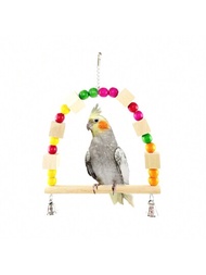 木質鳥搖擺玩具,多色鸚鵡搖鈴健身架,鳥籠玩具適用於鸚鵡、小型-中型鳥、文鳥等