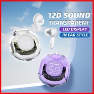 Ready Stock Aim Ultra Transparent Earphone Bluetooth Earbud Gaming LED digital display Sport TWS Ear