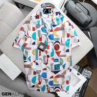 Sơ mi tay ngắn họa tiết GEN ALPHA  sơ mi cổ vest vải gân chéo mềm mịn thoải mái GEN255