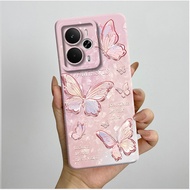 สำหรับ Realme 14T 5G เคสกันกระแทกลายดอกไม้ผีเสื้อสวยงามเลนส์กล้องถ่ายรูปปกป้อง Realme เคสสำหรับ Real