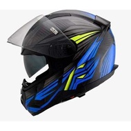 TWIINS BLUETOOTH & Gracshaw G9200 Grandio Speedbeast Blue/Black Fullface Helmet (Double Visor)