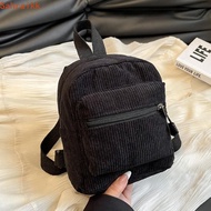 AXIOM Corduroy Mini Backpack, Lightweight Solid Color Double Shoulder Bag, Versatile Zipper Portable